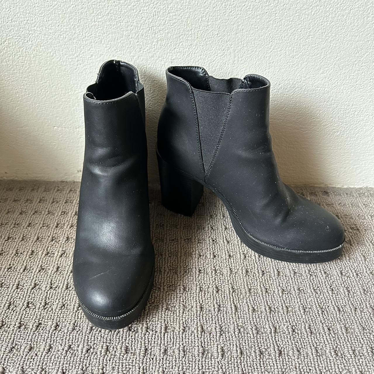 Black heeled boots - size 10 US women’s - Depop