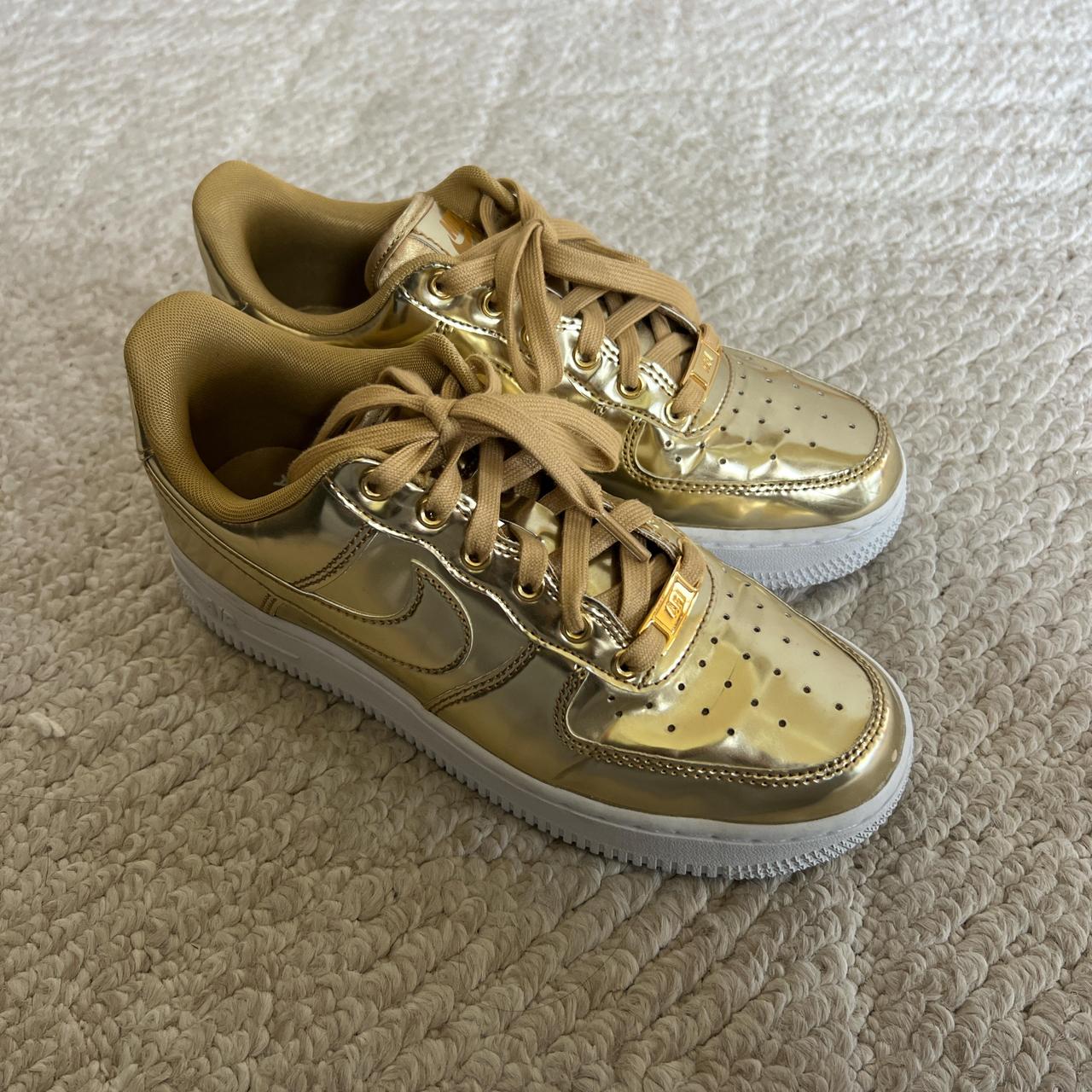 Gold Nike Air Force 1 Size 6 W Depop