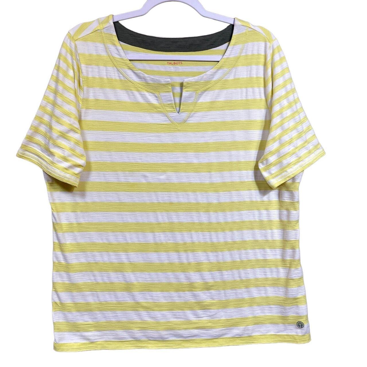 T by Talbots Womens Short Sleeve T-Shirt Medium White Striped