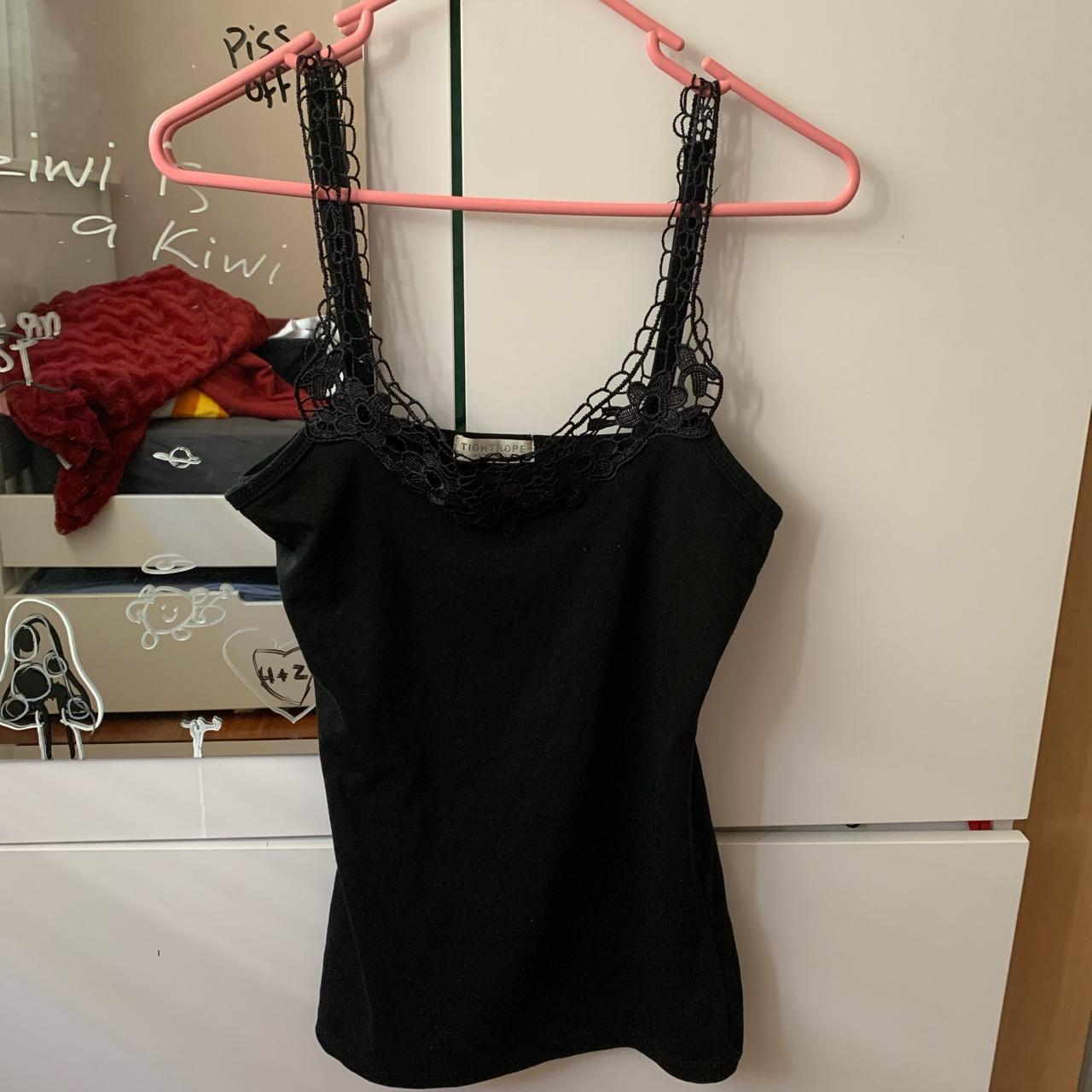 Black top with cool lace pattern 🖤 Only worn once,... - Depop