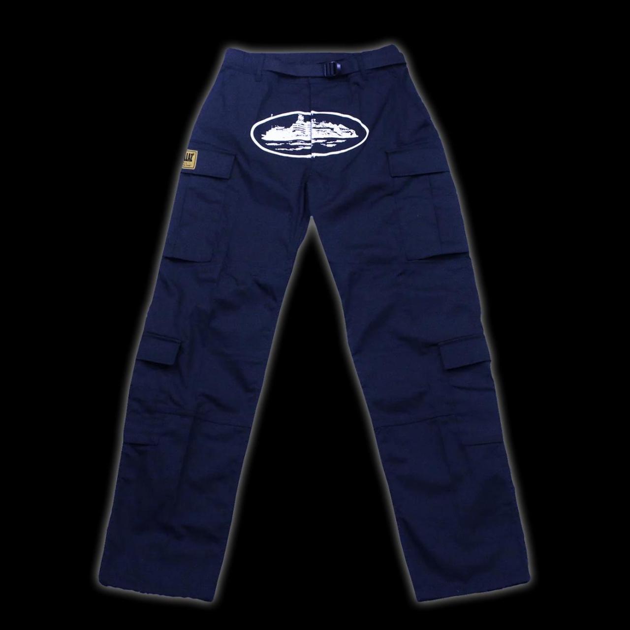 CRTZ Corteiz Cargo Pants , Color Navy Blue With White Logo
