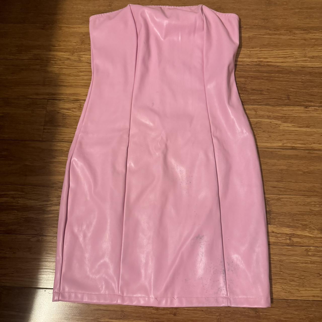 Baby pink leather sales dress