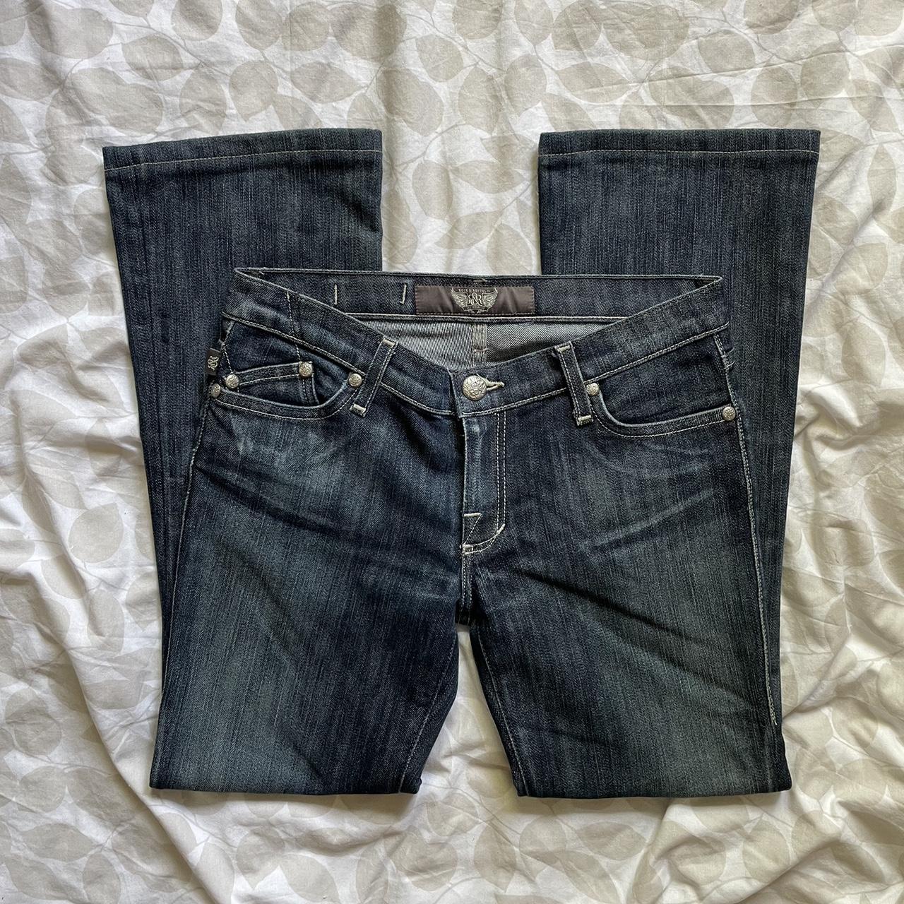 Rock and Republic Women's Navy and Blue Jeans | Depop