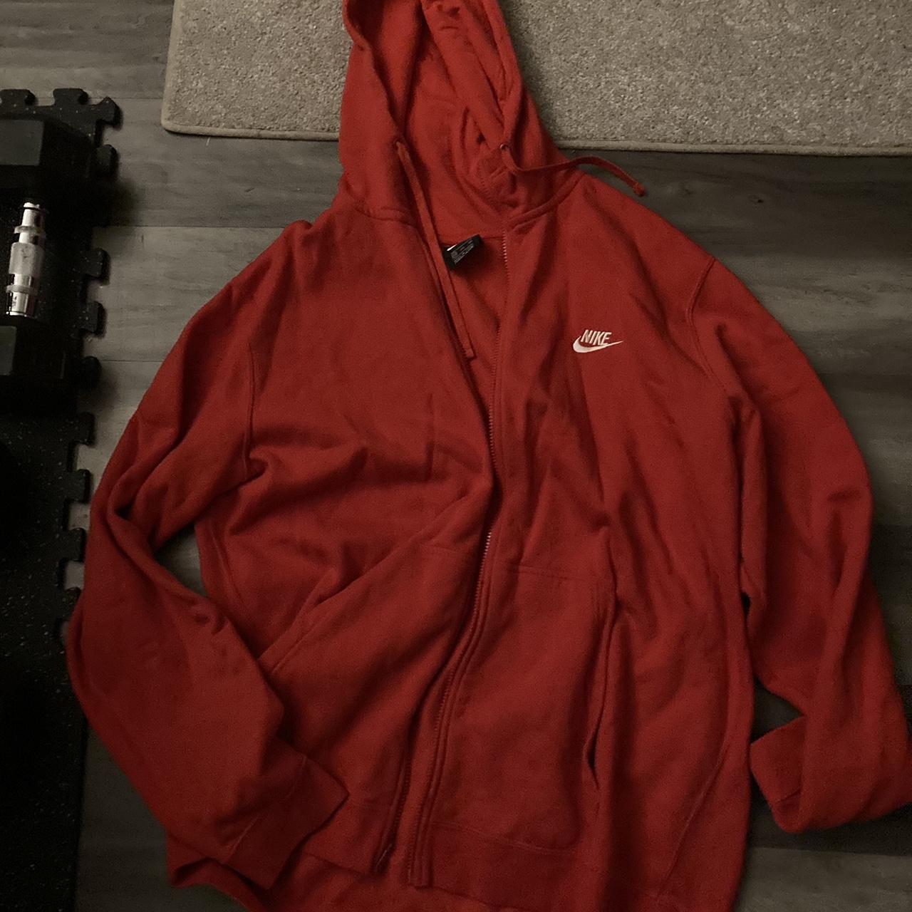 3x Red Nike Zip Up hoodie Can fit a 2X Never worn... Depop
