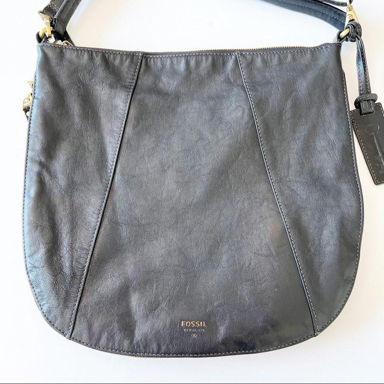 Fossil Gwen crossbody saddlebag in smooth black Depop