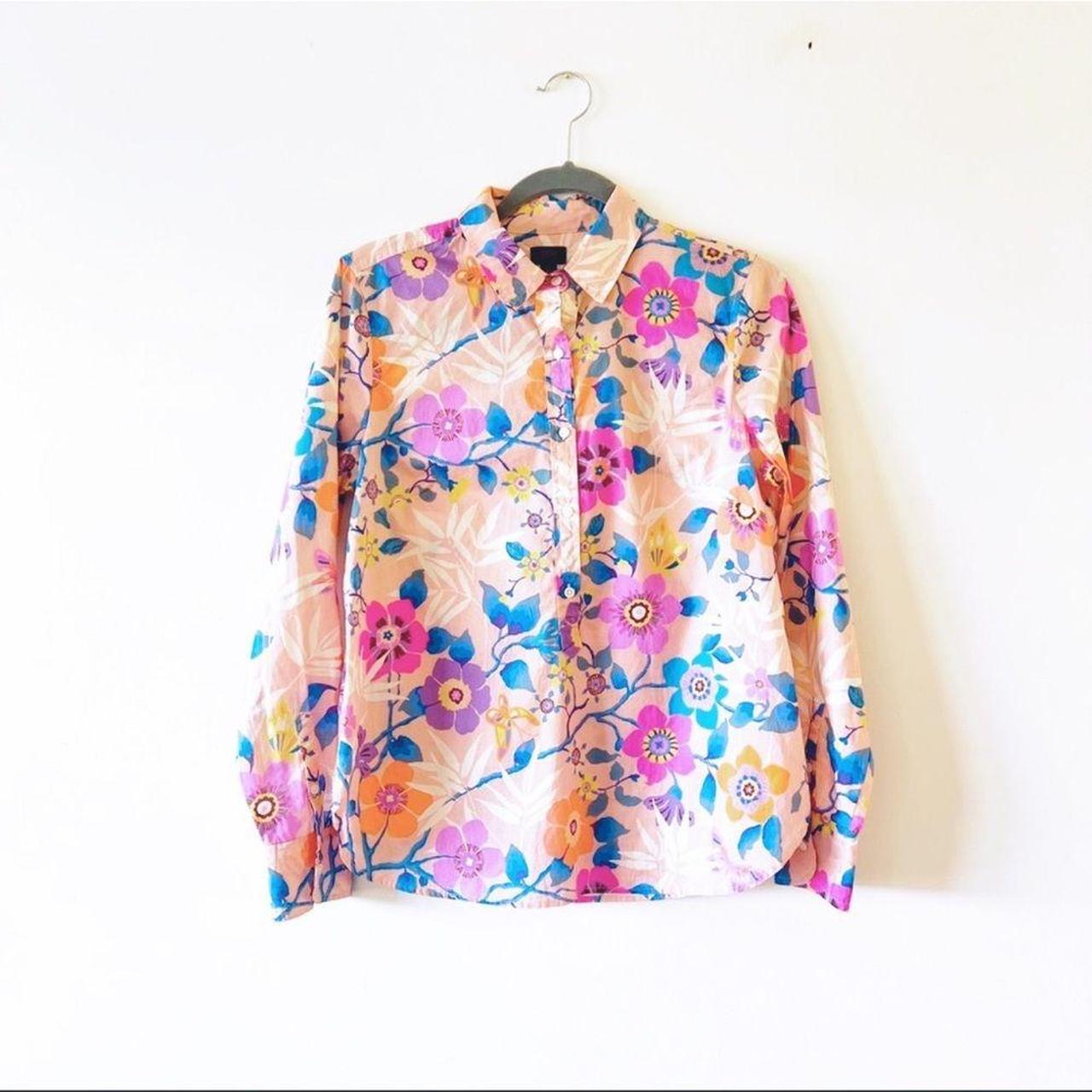 J Crew Liberty of London floral print cotton tunic... - Depop