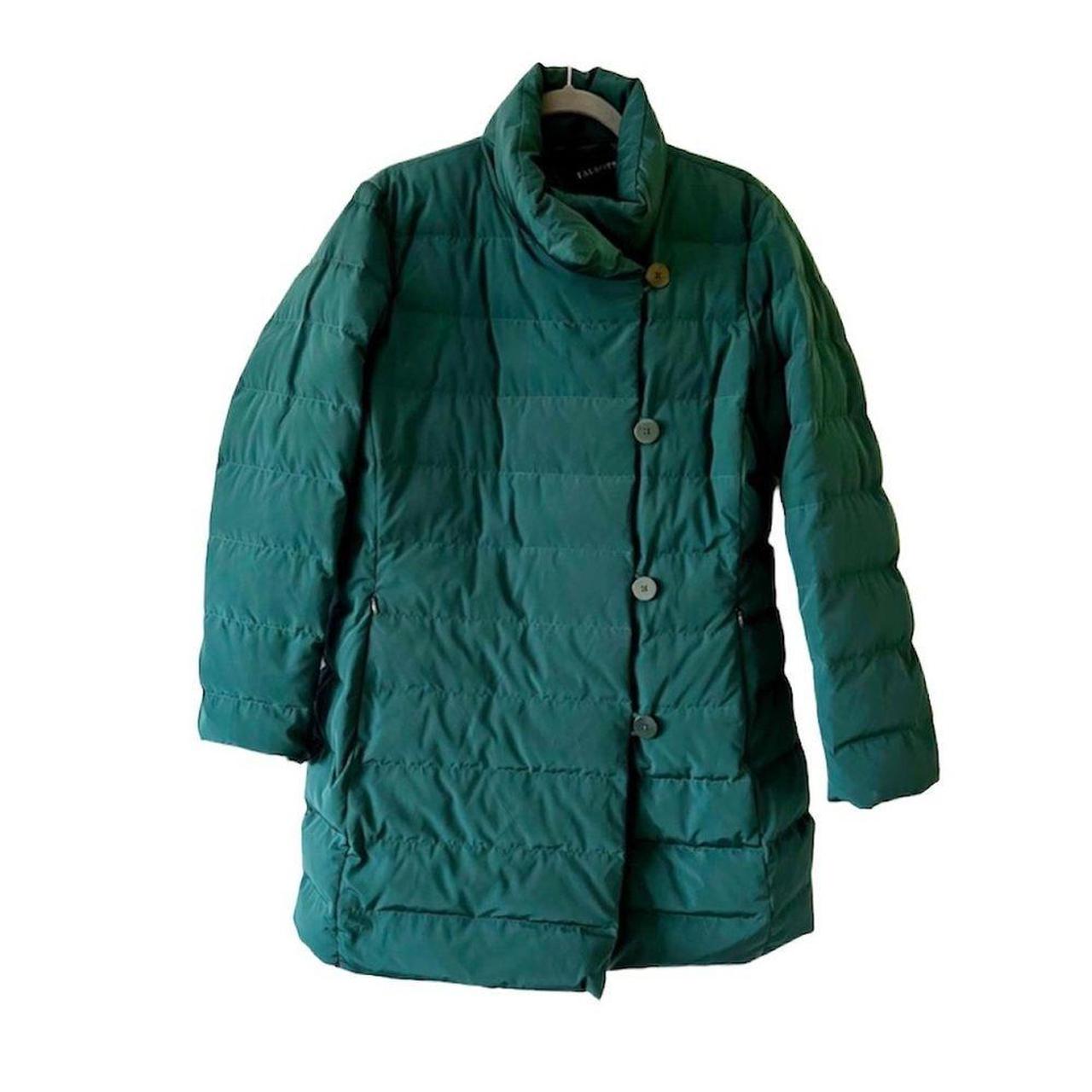 Talbots dark green mid-length puffer coat size... - Depop