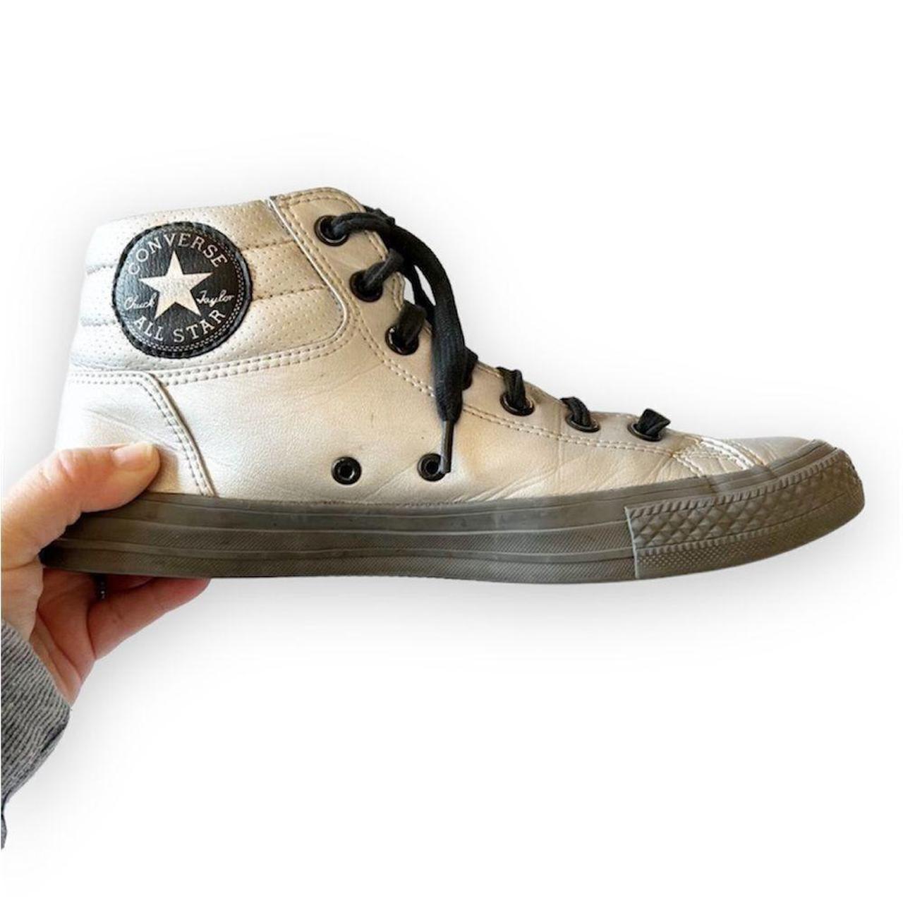 Converse AllStars faux silver leather high tops size