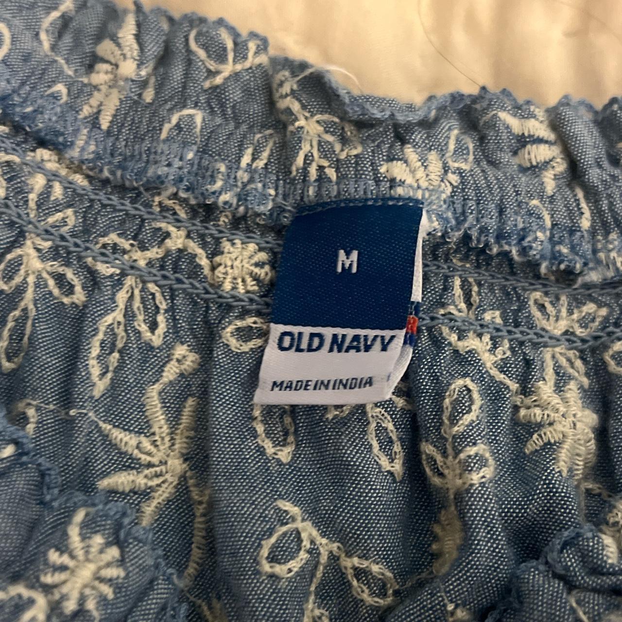 Old Navy Women's Blue and White Dress | Depop