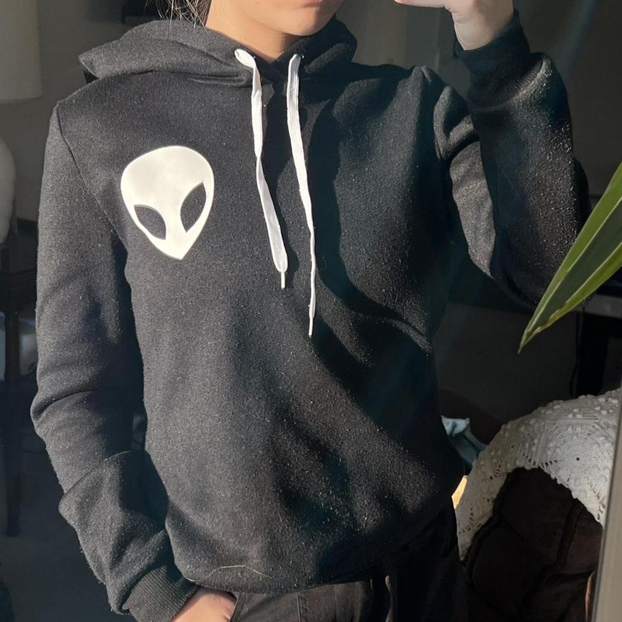 Black ALIEN Hoodie Size: Small - Depop