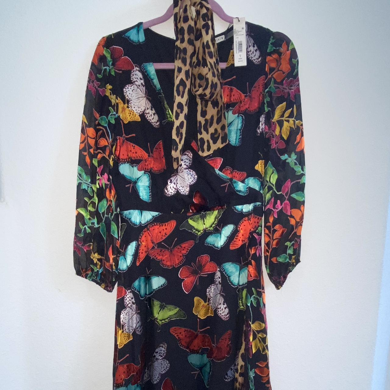 ALICE OLIVIA Butterfly Print Dress Size 6 Flaws Depop