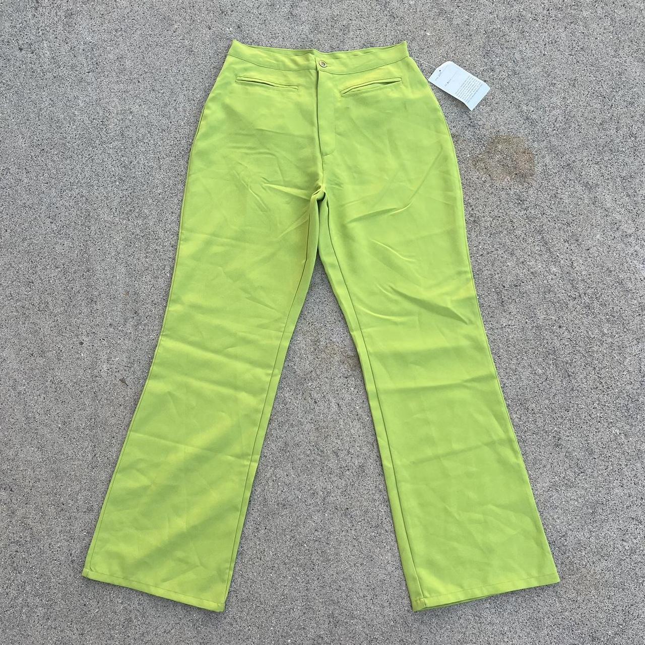 Vintage 90s chartreuse pants! These lime green flare... - Depop