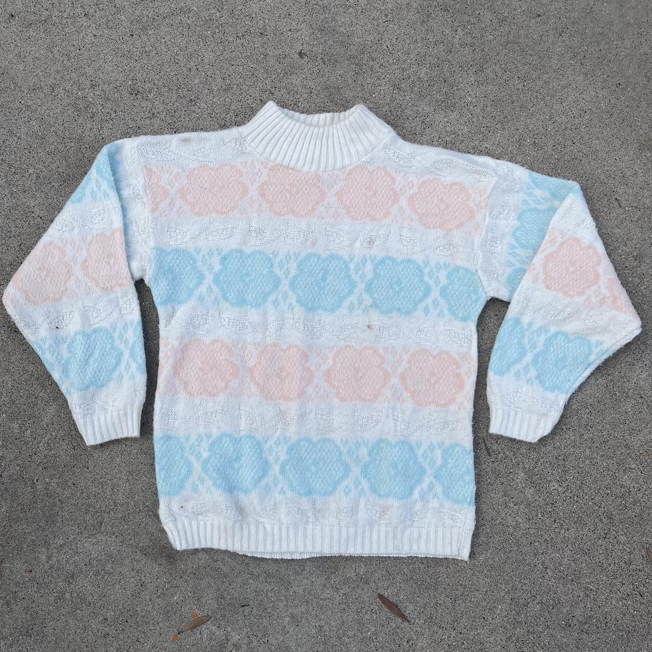 Vintage 80’s / 90’s floral knit sweater! This pastel...