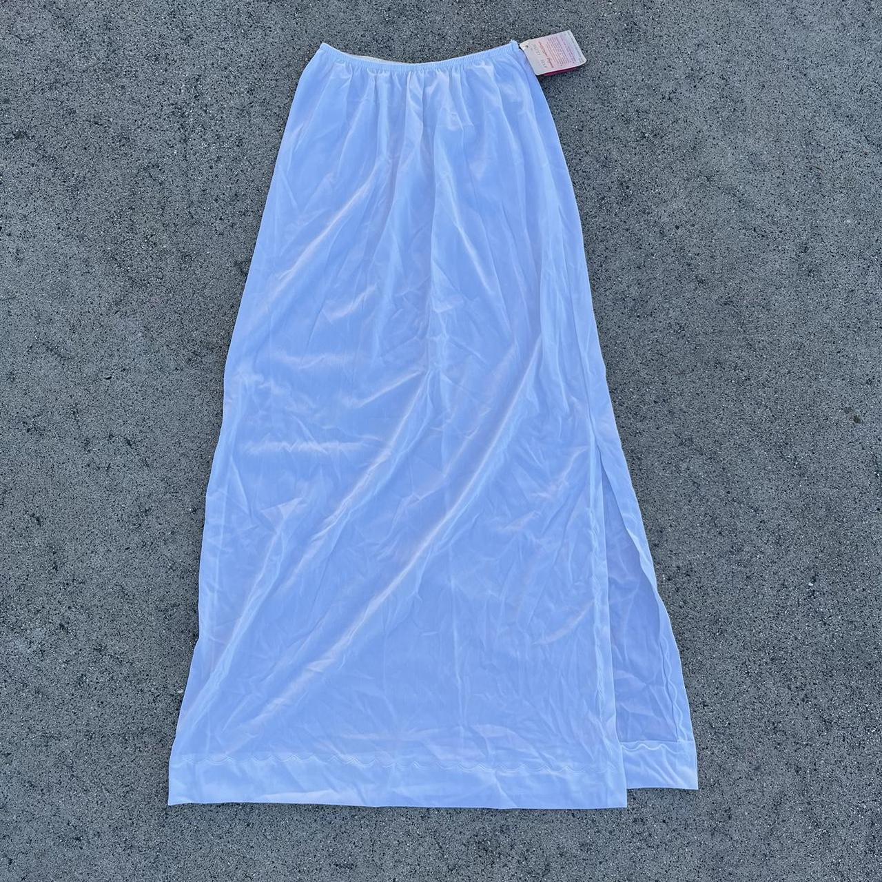 Cream slip skirt~ Made with nylon fabric, very - Depop