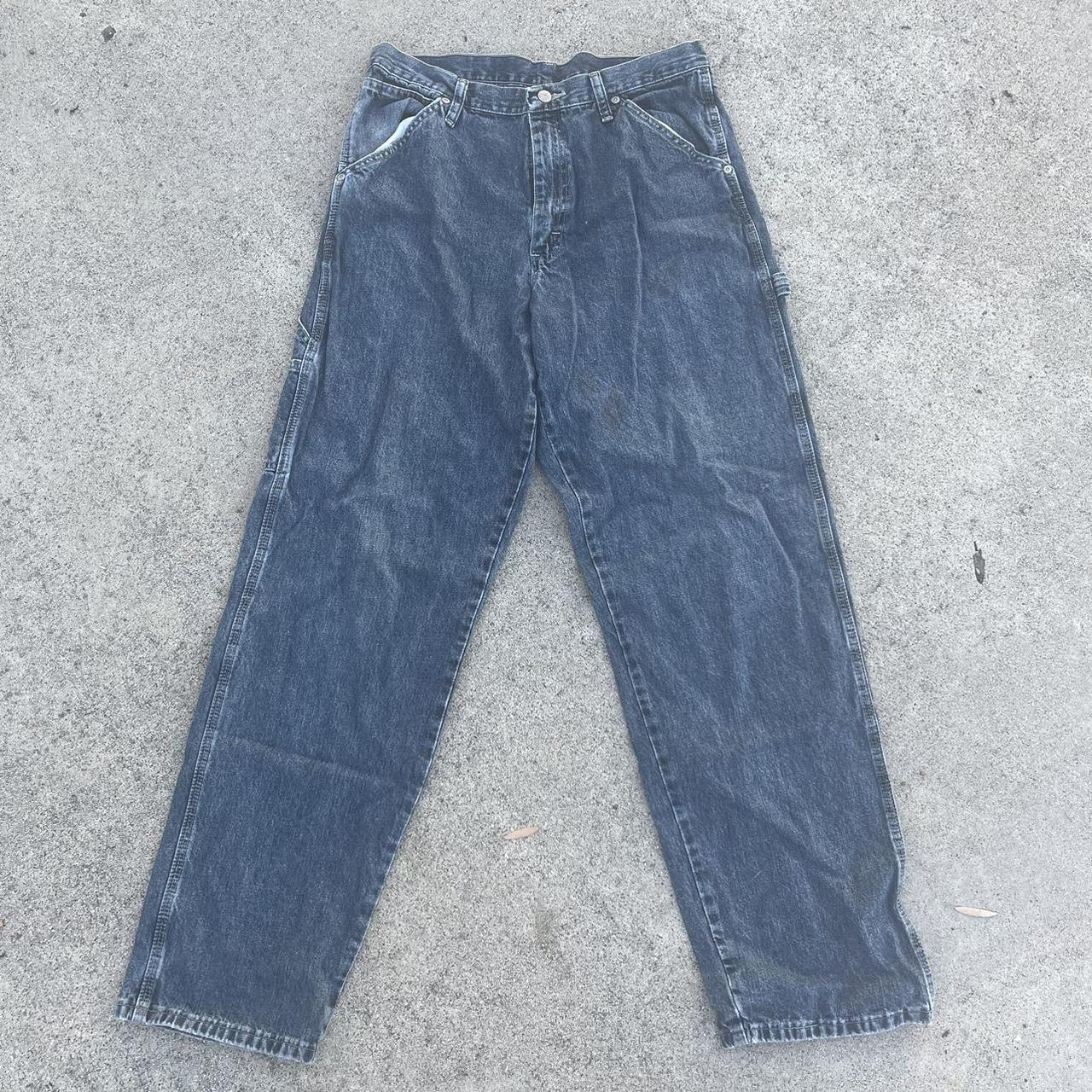 Wrangler Women's Blue and Navy Jeans | Depop