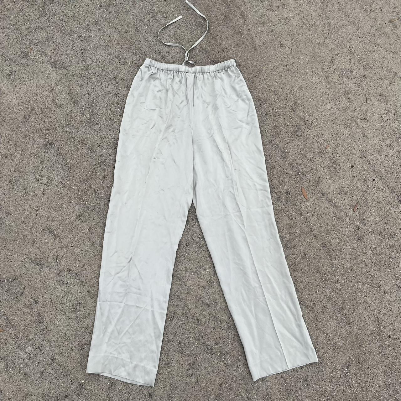 Vintage 90s / y2k silver silk pants. These high...