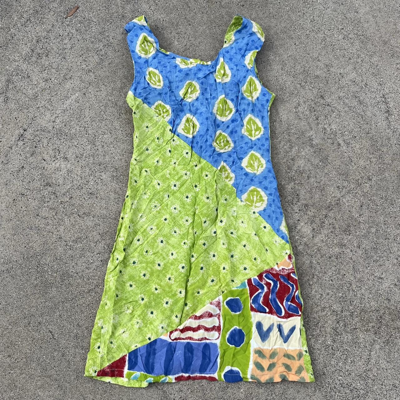 Jams World Women's Green and Blue Dress Depop