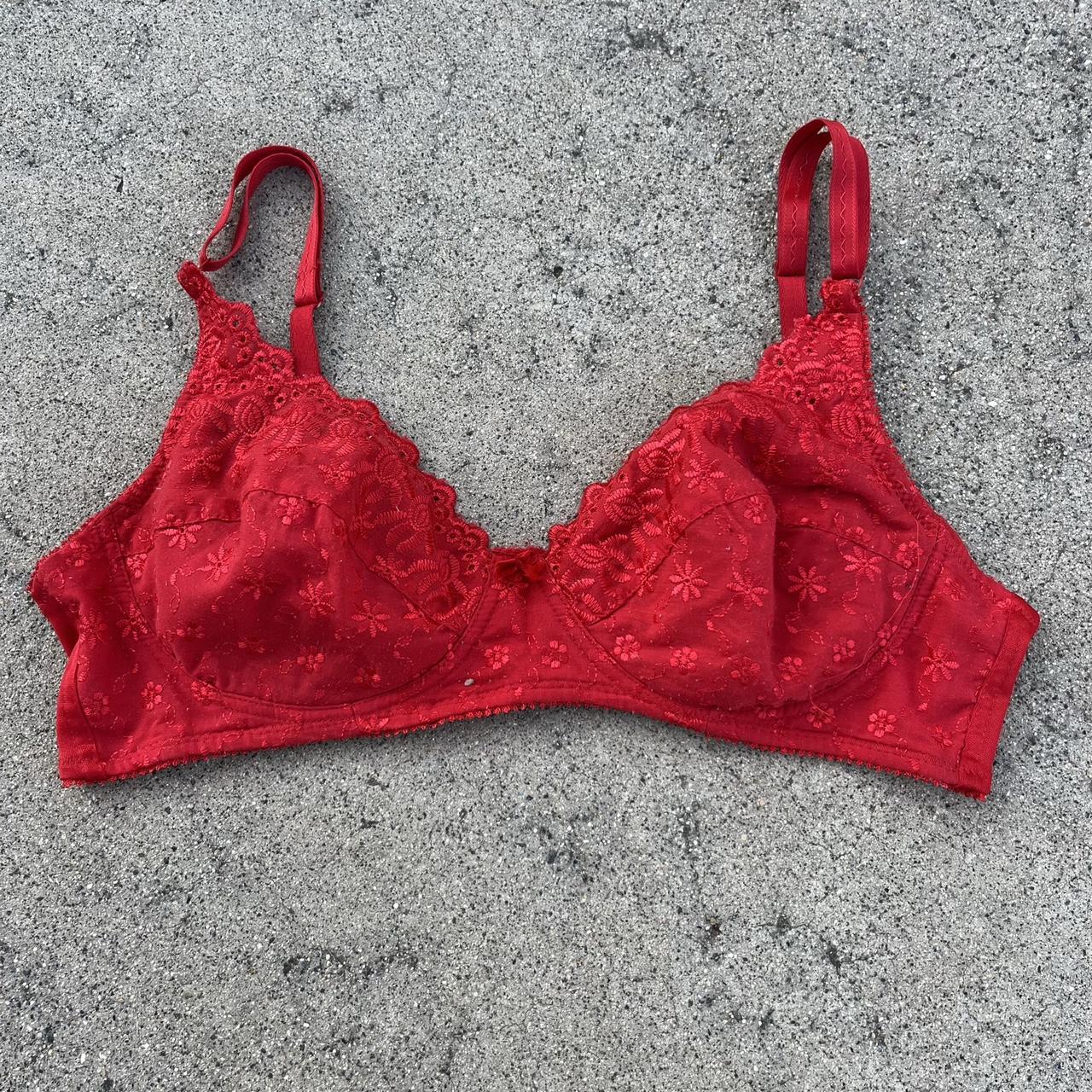 Vintage 80's / 90's red eyelet lace bra. This red - Depop