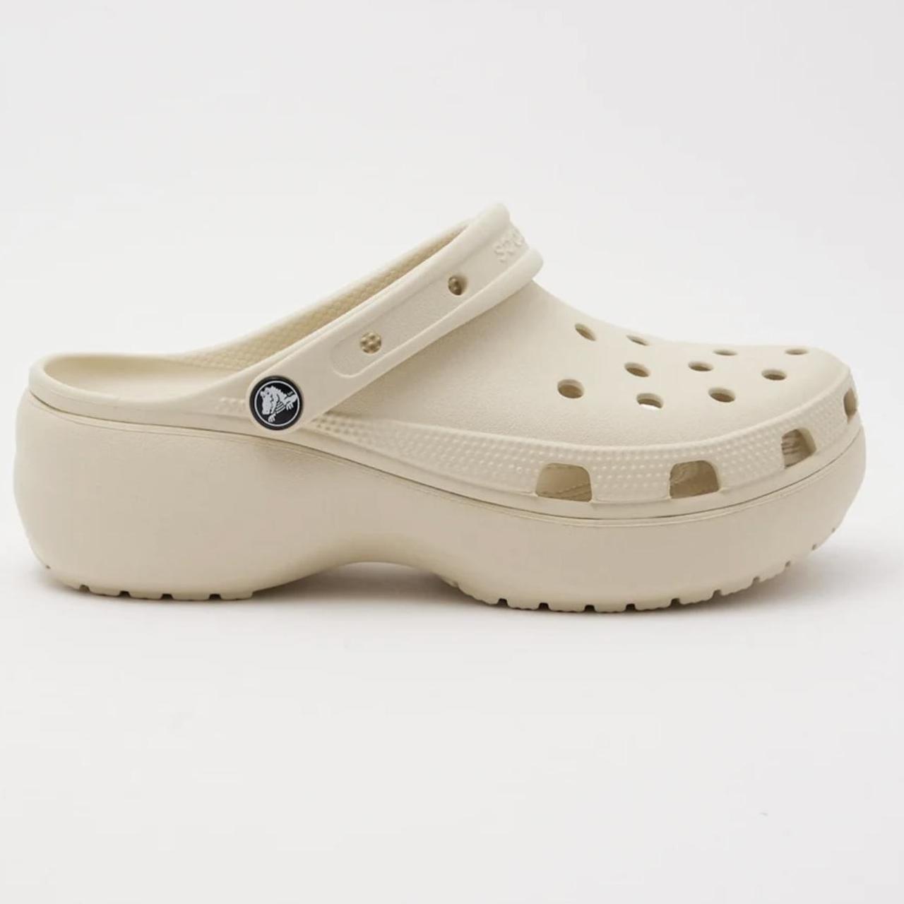 cream platform crocs never worn tags still on - Depop