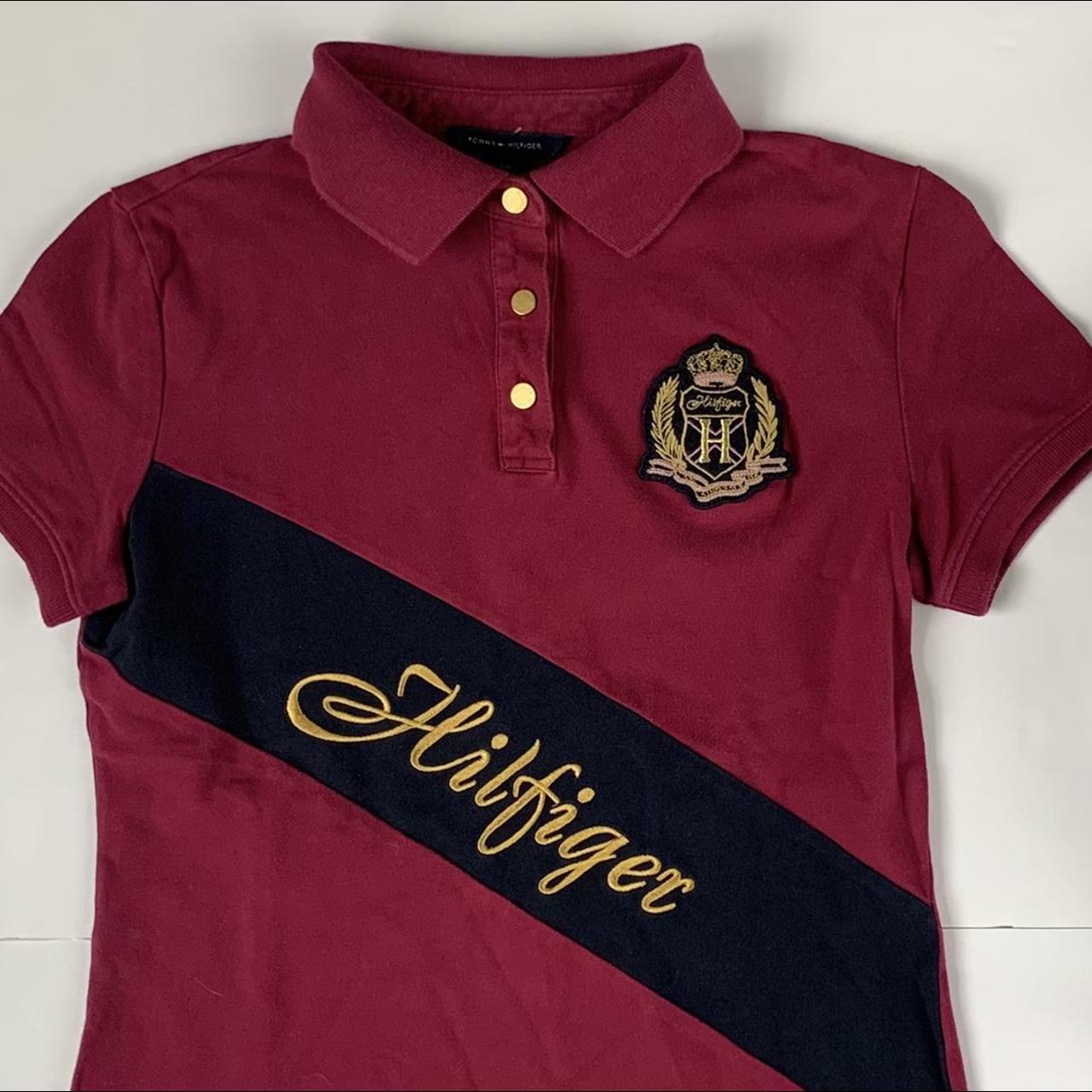 Tommy Hilfiger Women's Burgundy Polo-shirts | Depop