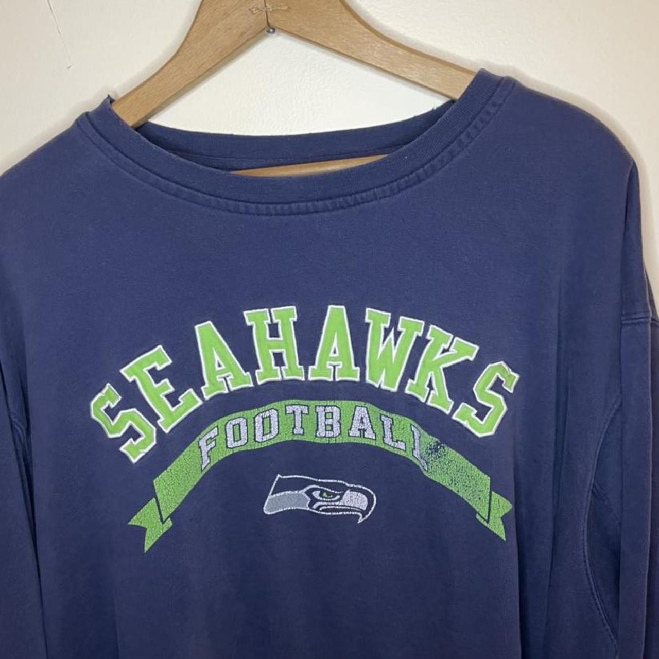 SEATTLE SEAHAWKS NFL Sweatshirt Men's XXL Sewn Patch Logo 47 BRAND 1/4 Zip  Blue