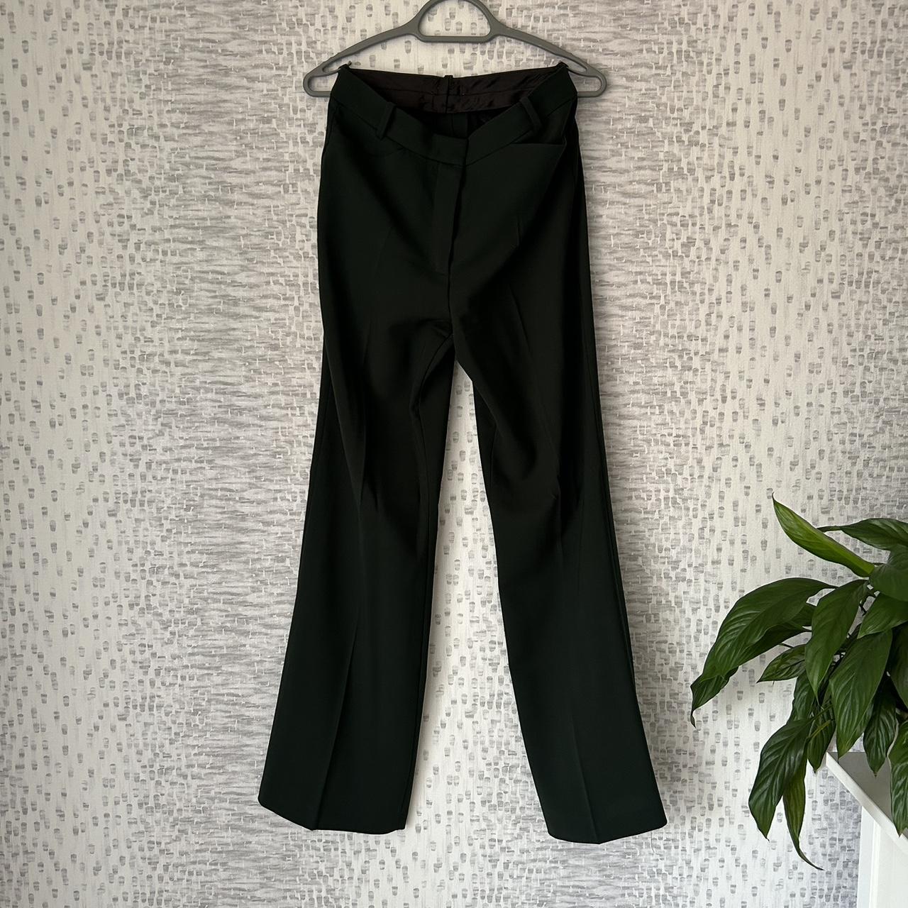 very high waisted green zara pants with pockets and - Depop