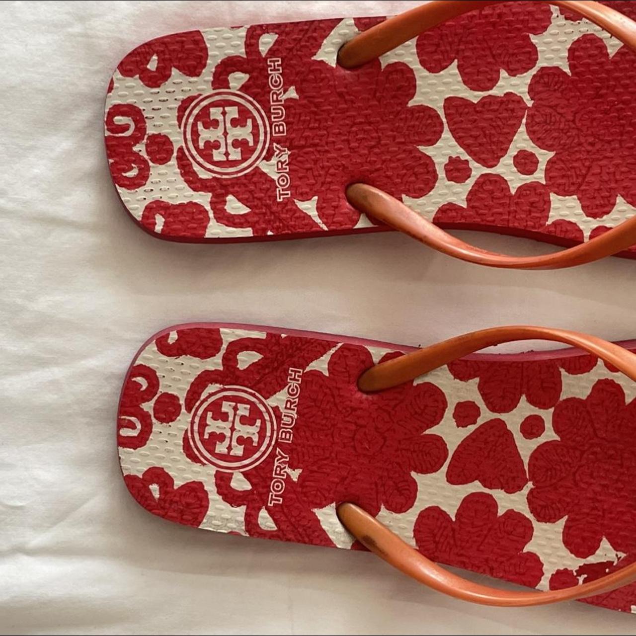 Adorable Tory Burch flip flops! White with unique... - Depop