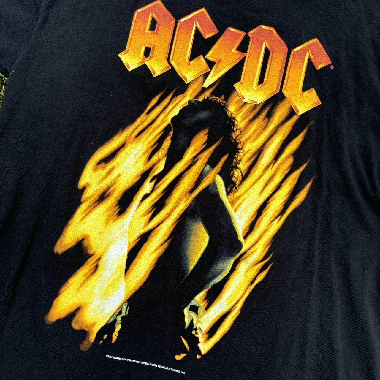 Vintage 2001 Y2K ACDC Bonfire Graphic T-Shirt NOT... - Depop