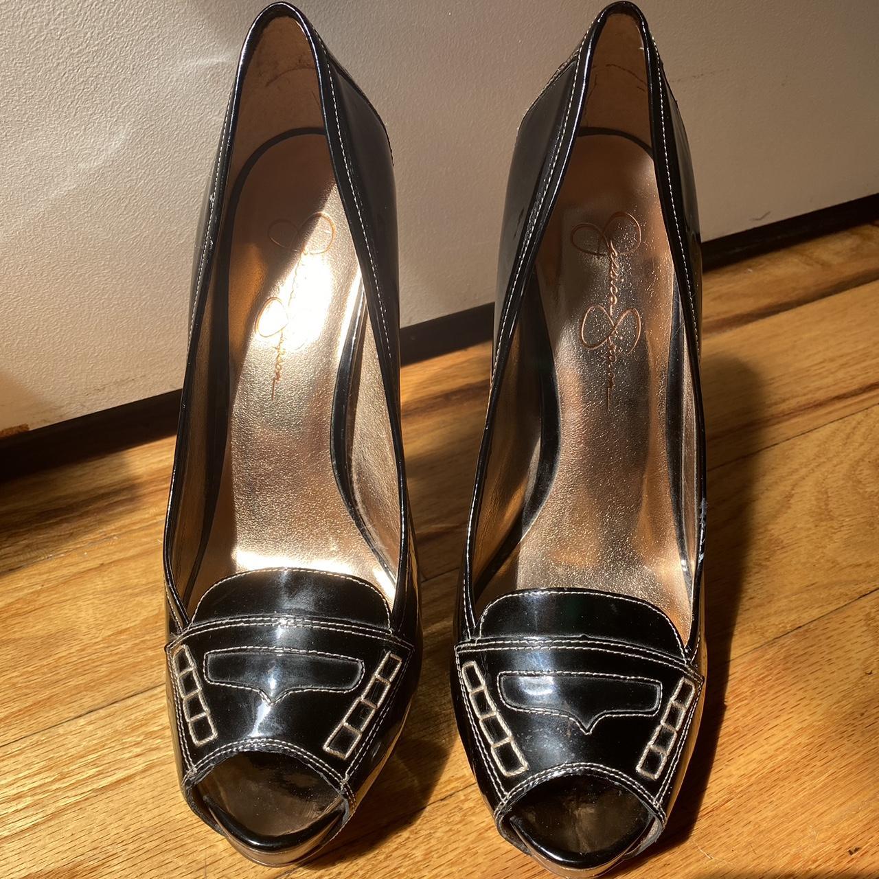 Jessica Simpson Women's Black and Brown Courts | Depop