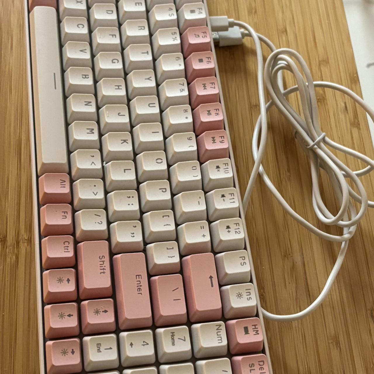 barely used magee keyboard pink and white keycap 14... - Depop