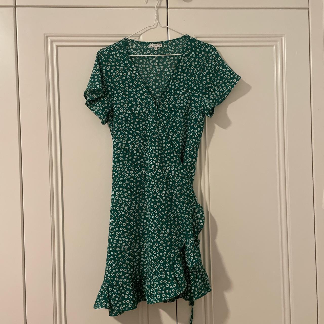 Women's Green and White Dress | Depop