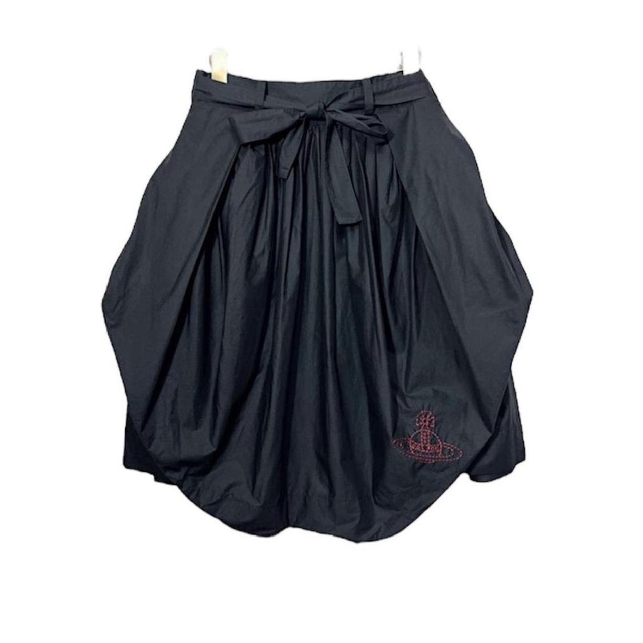 Pinstriped wool and cotton midi skirt in multicoloured