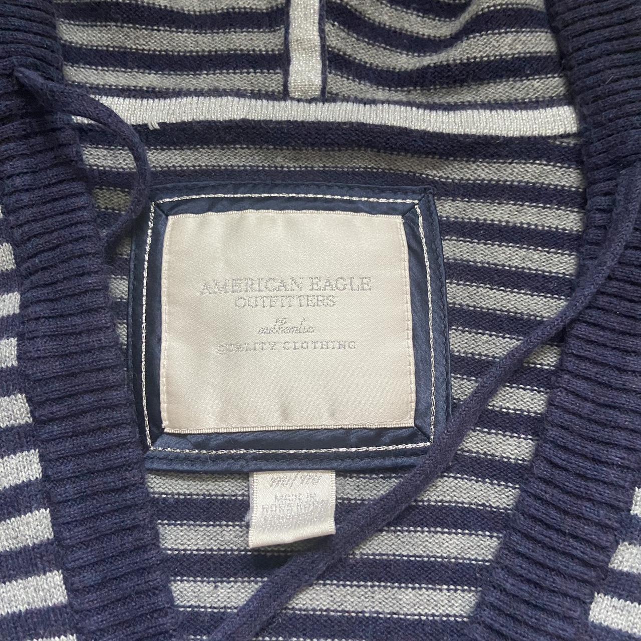 Y2K american eagle navy and grey sweater w/ hood... - Depop