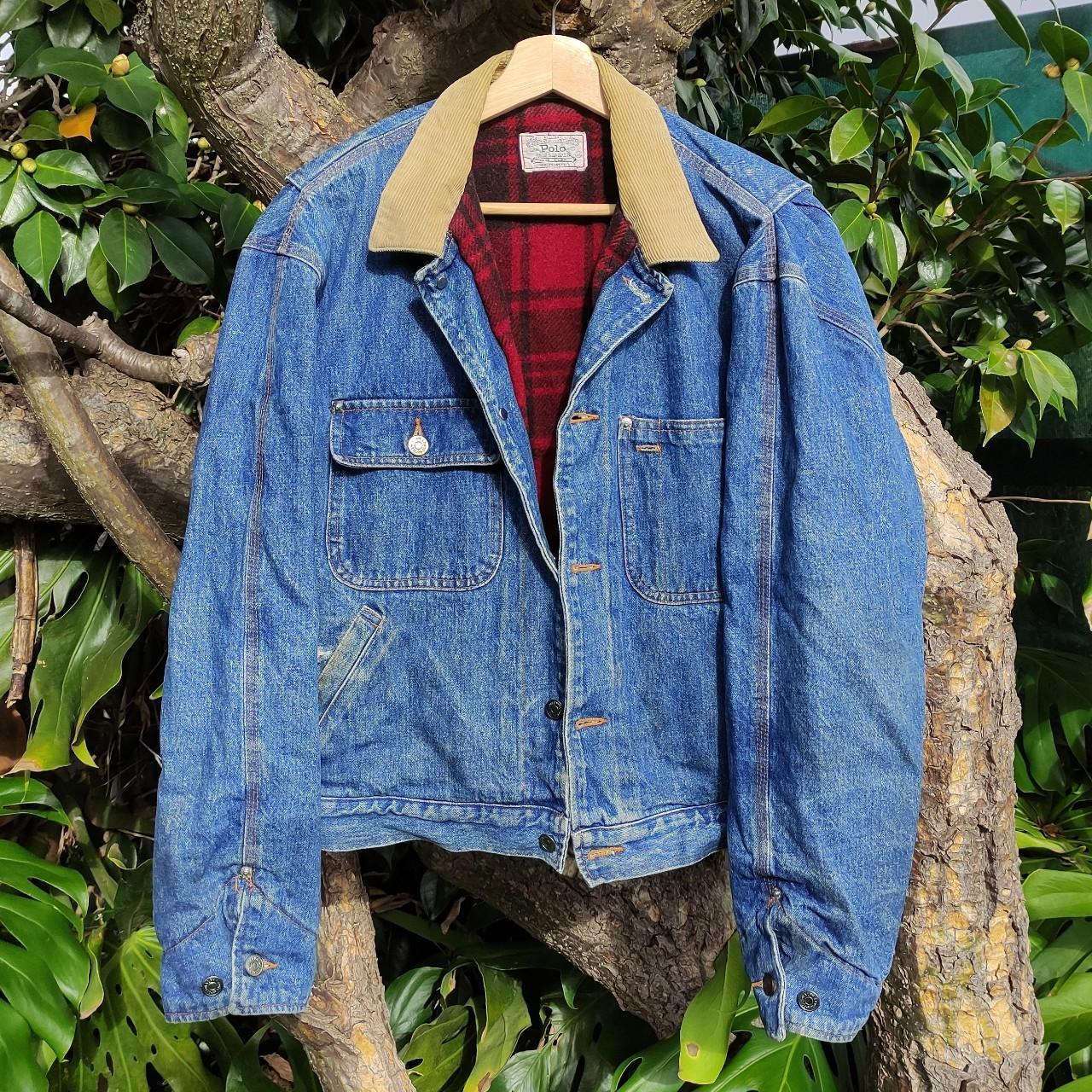 80s Polo Ralph Lauren blanket lined denim jacket Depop