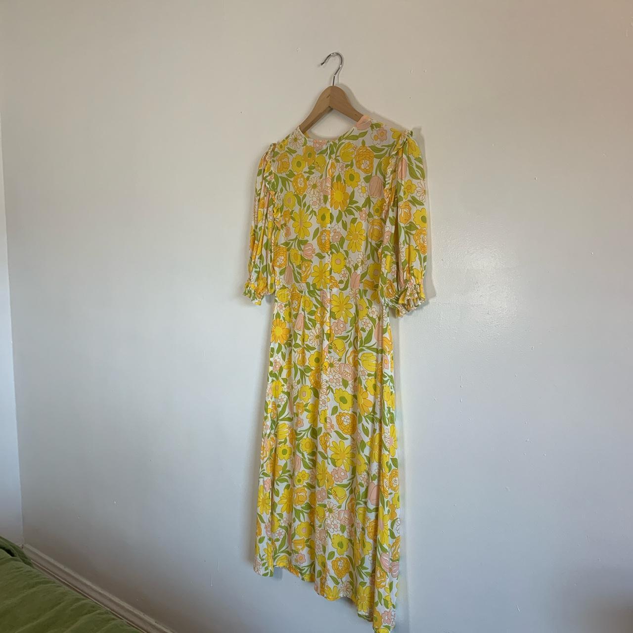 Faithfull The Brand Women's Yellow and Orange Dress | Depop