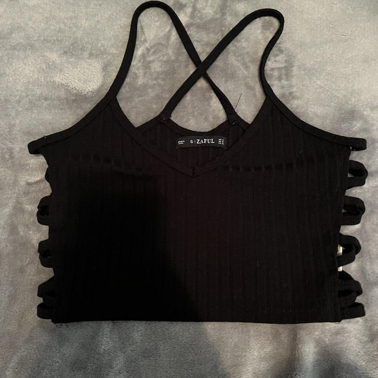 Zaful Cropped Tank Top With Cris Cross Cut Outs On Depop