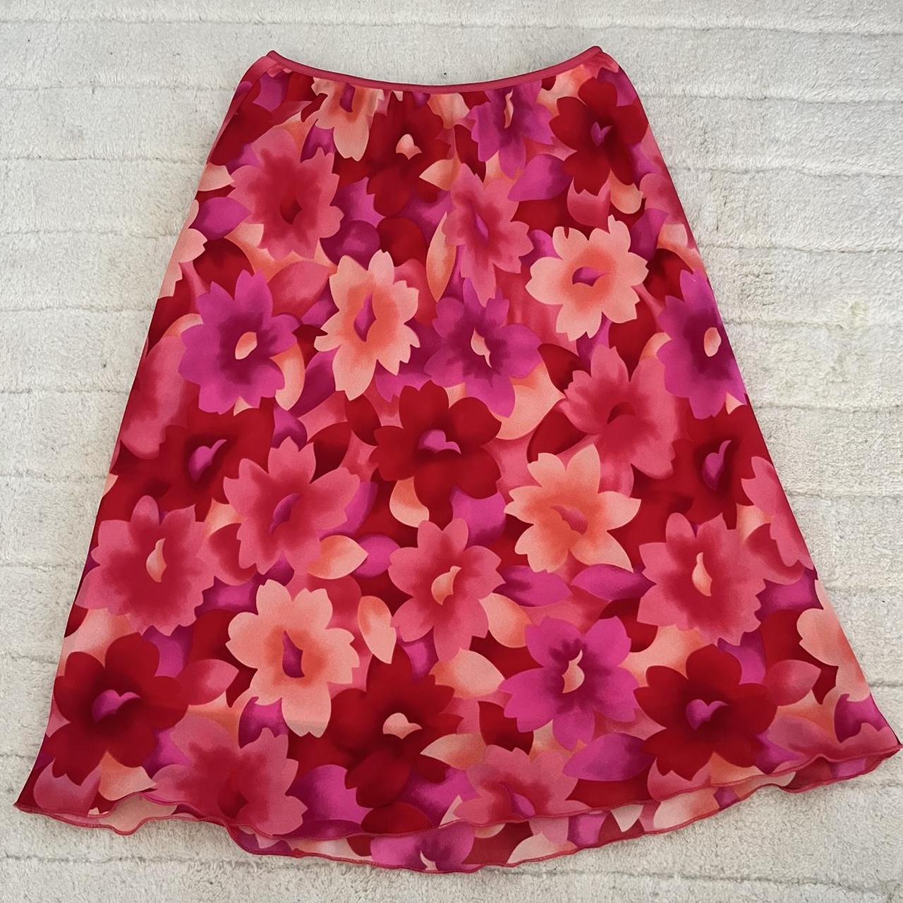 Women's Pink and Orange Skirt Depop