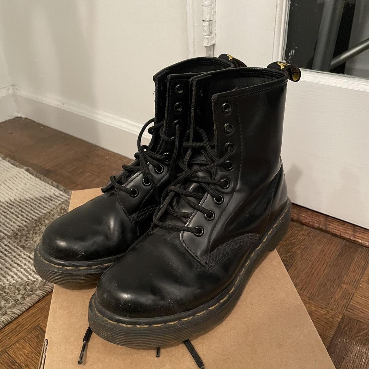 doc martens smooth leather black classic... - Depop