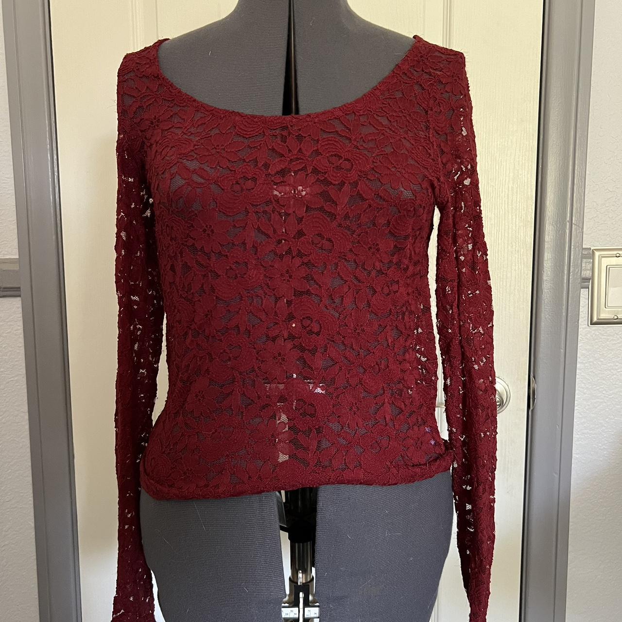 Hot Topic Women's Shirt Red/Burgundy M – hot topic red lace