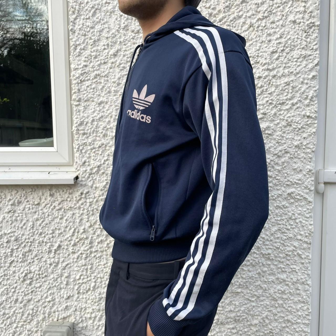 Oldskool Adidas tracksuit hoodie in classic blue... Depop