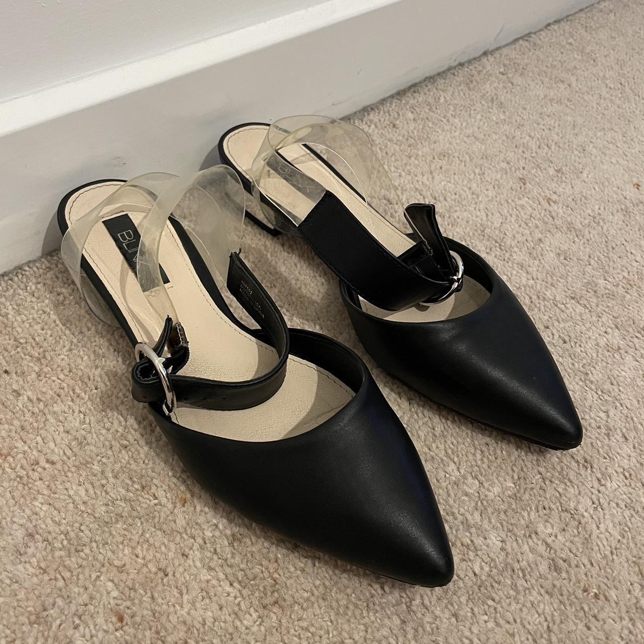 Black flats with small silver heel from BLINK (asos)... - Depop