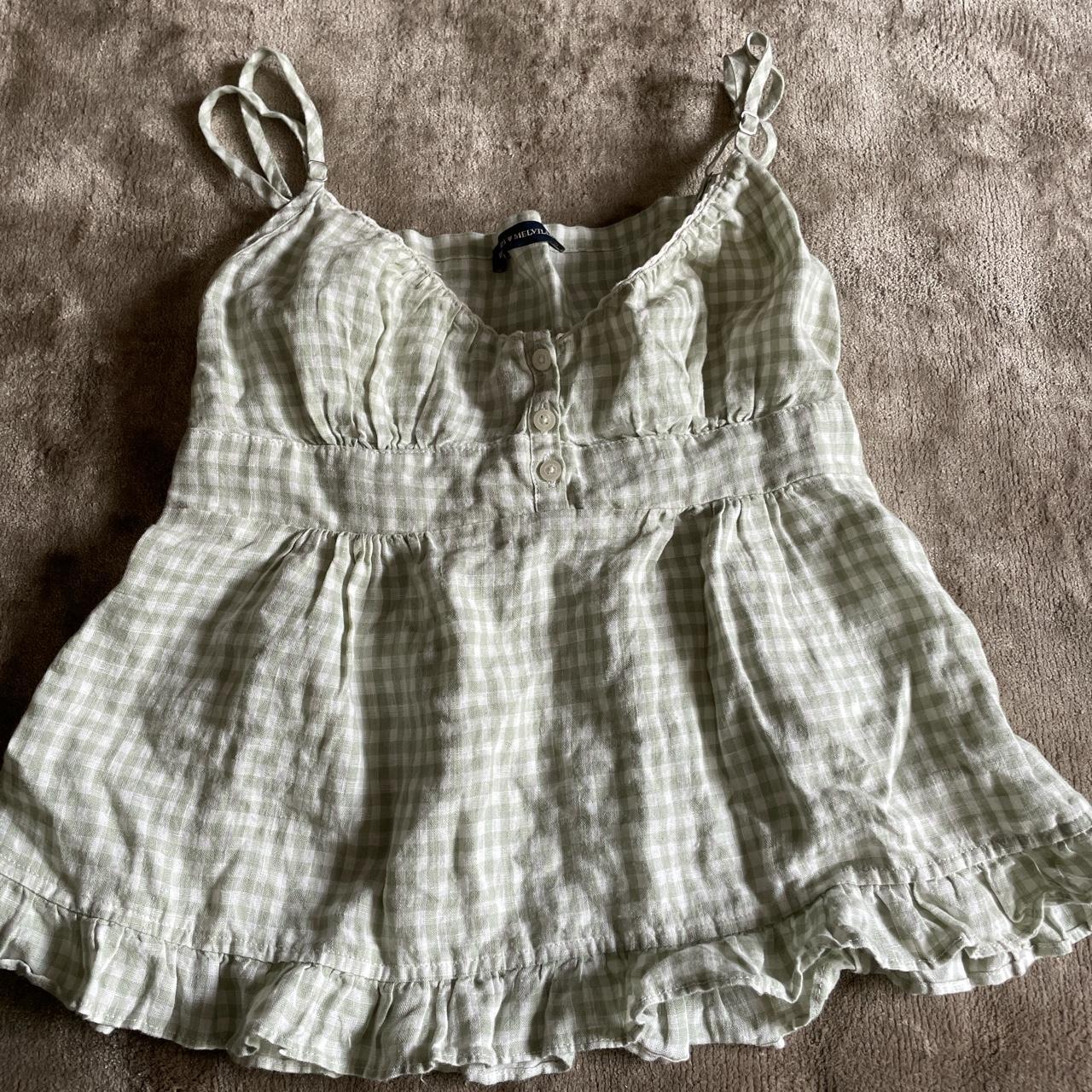 brandy melville pastel green gingham top flares out... Depop