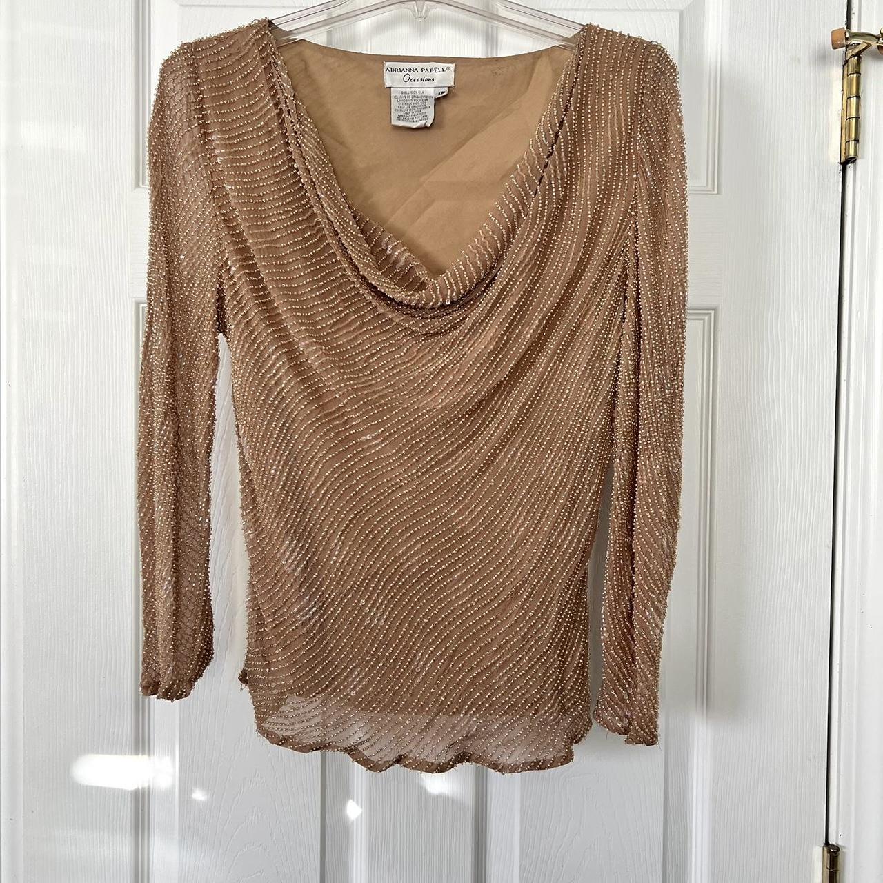 Vintage Adrianna Papell Silk Beaded Blouse A fun Depop