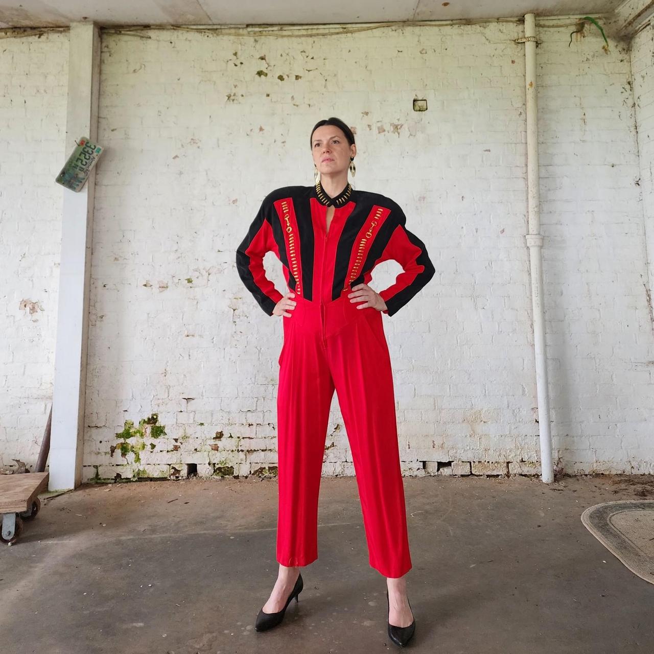 Vintage 1980s jumpsuit ! Huge shoulder pads on this | Depop