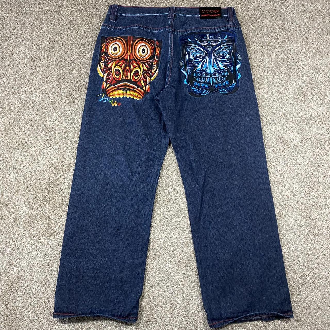 Coogi Men's Blue and Red Jeans