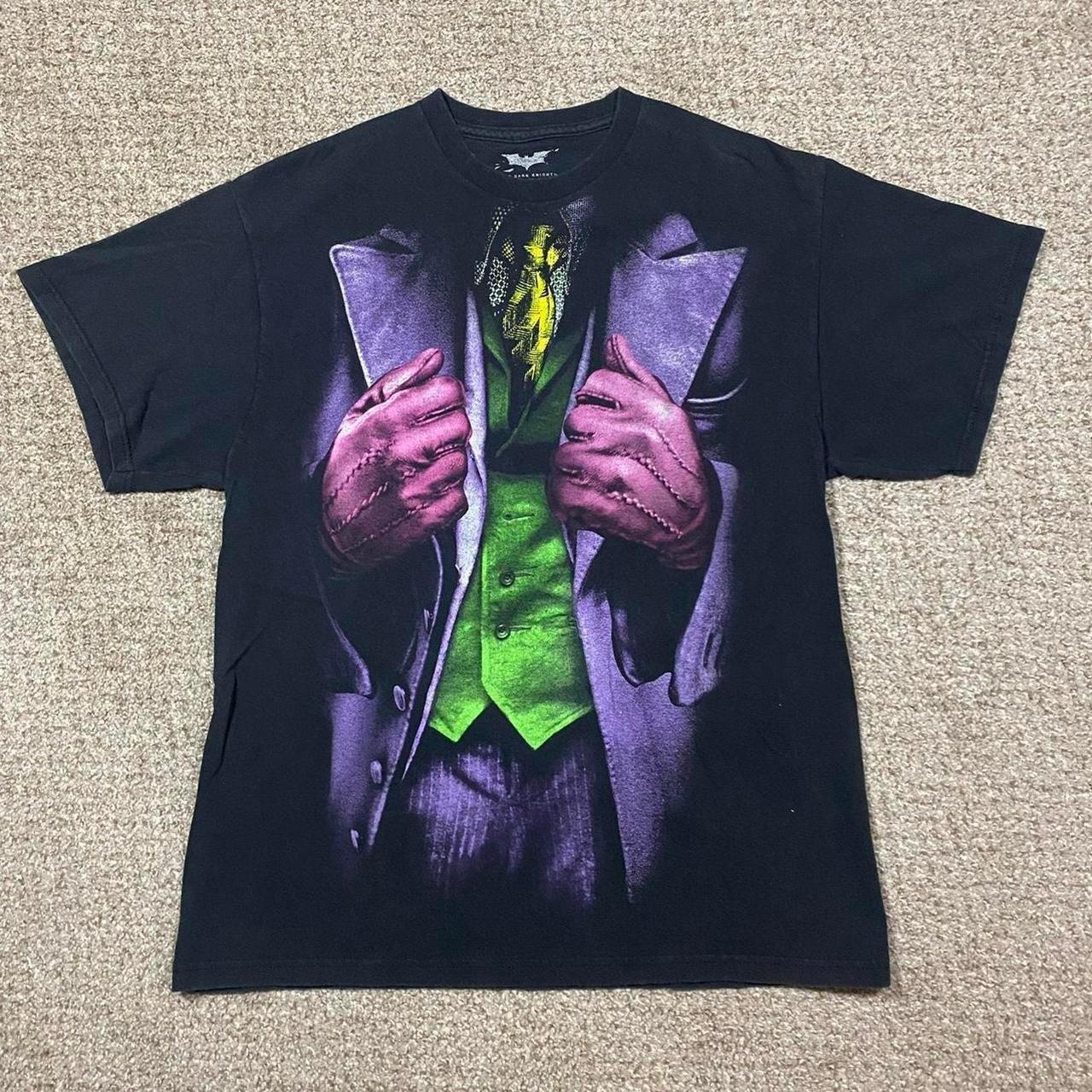 Y2k Joker T Shirt Mens L Batman Dark Knight Suit...