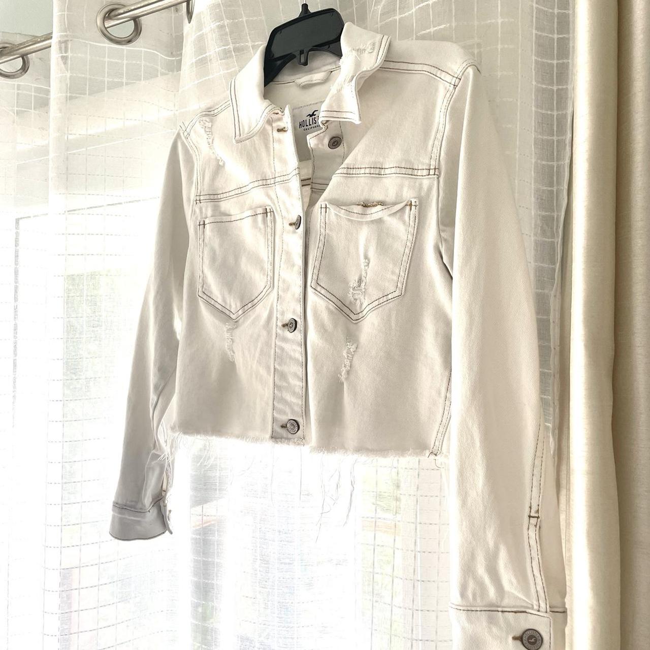 Hollister white denim jacket best sale