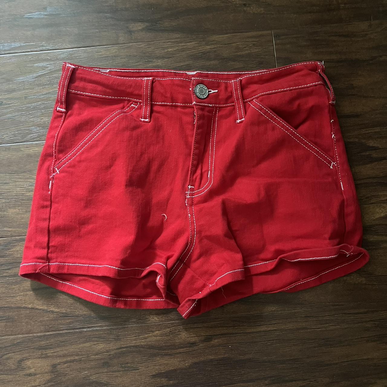 new high waisted red dickie shorts with white