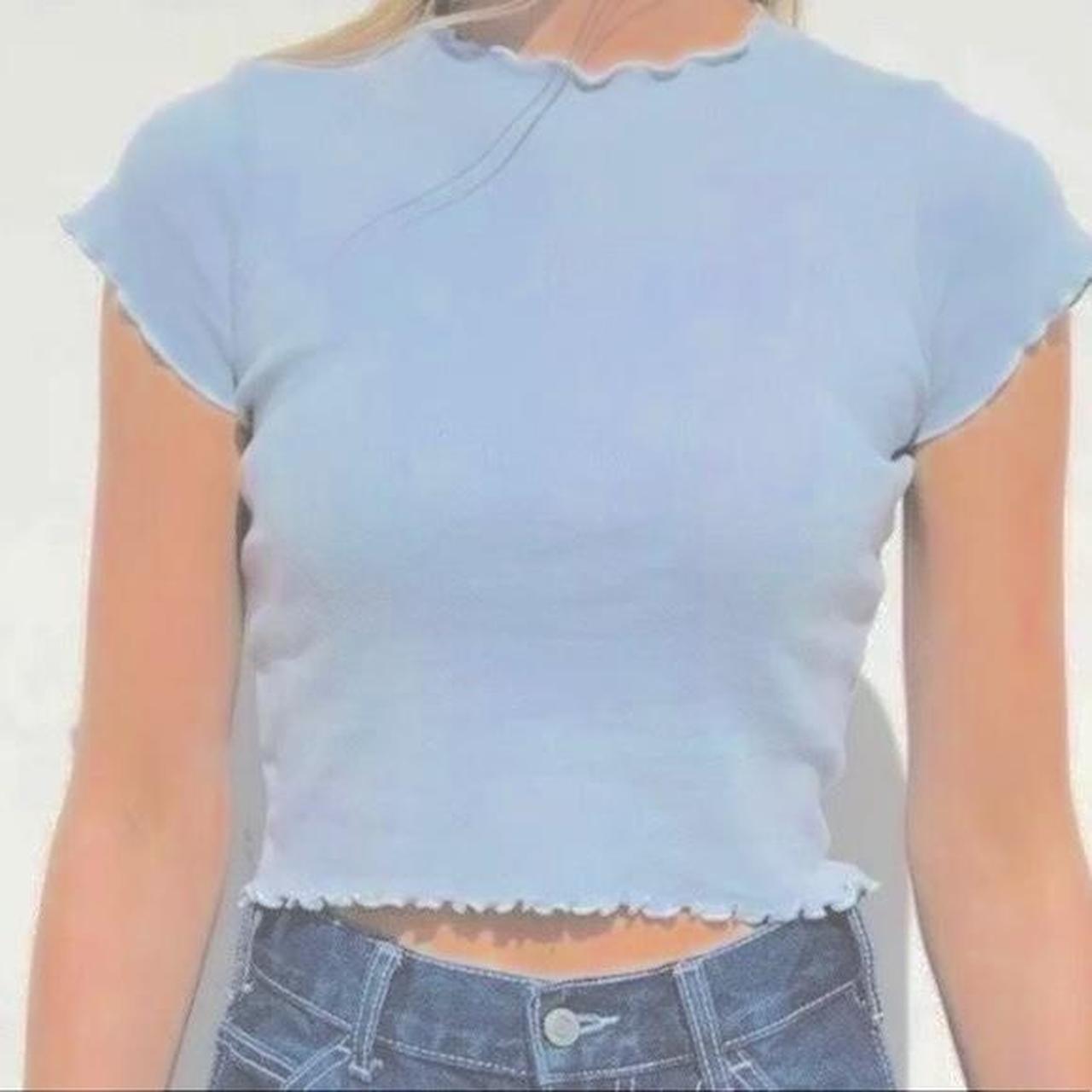  brandy melville ‘wynn ruffled top’ light blue Depop