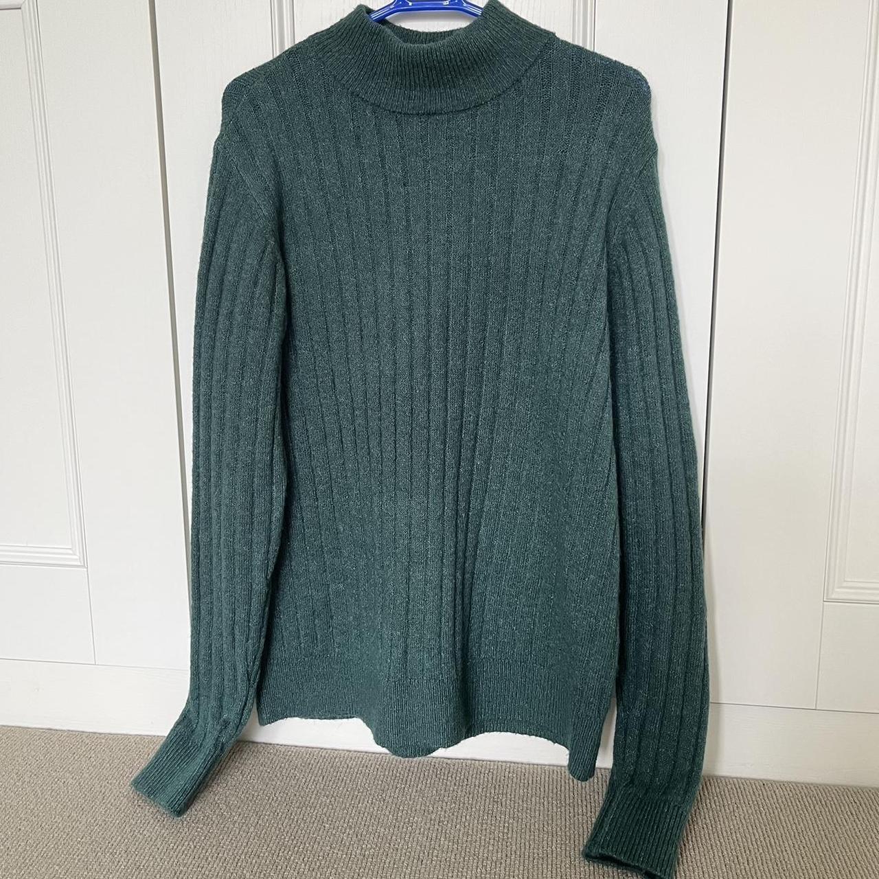 Dark Green Thick Rib Mock Neck Knit Jumper From - Depop